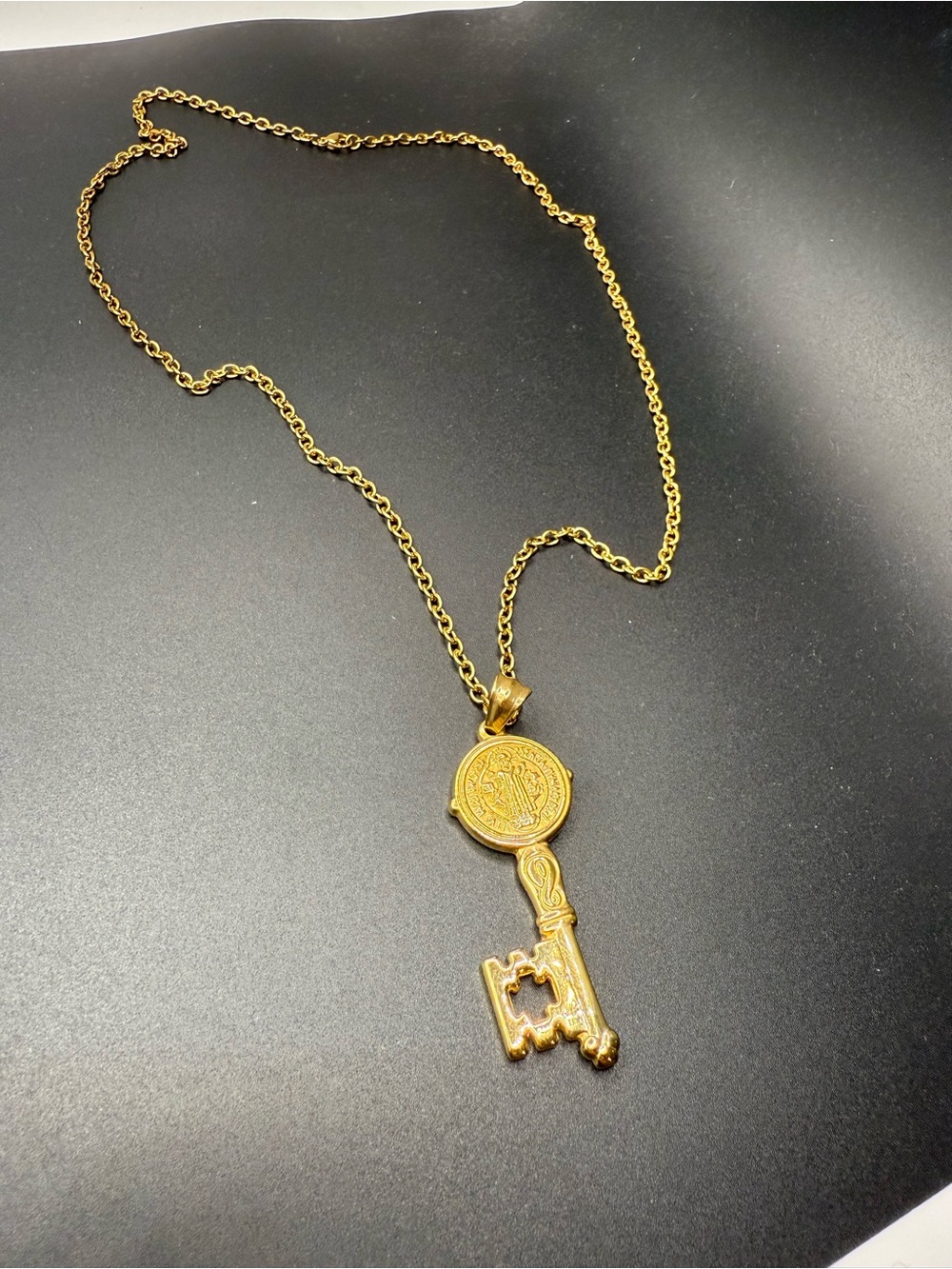 Hustler Hollywood Gold Key Pendant Necklace